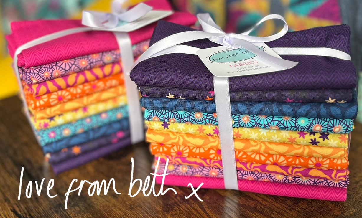 10 Fat Quarter Bundle - Navy, Yellow, Orange & Pink