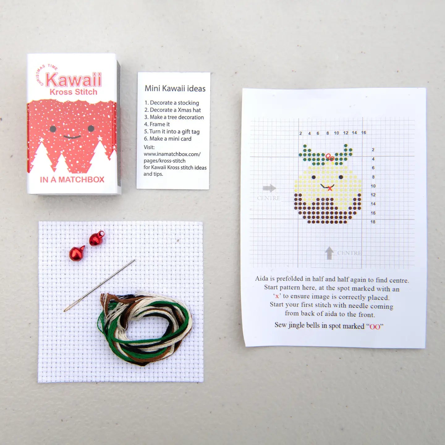 Kawaii Christmas Pudding mini cross stitch kit