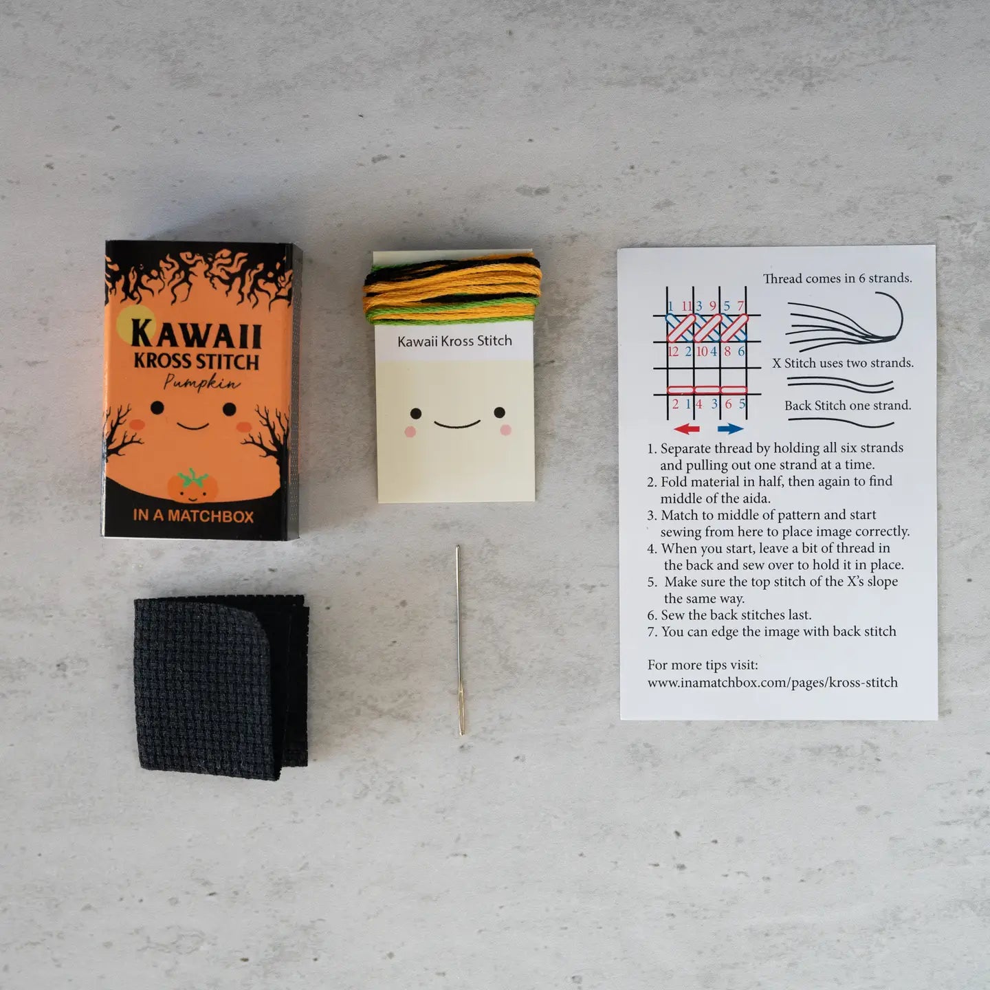 Kawaii Halloween Pumpkin mini cross stitch kit