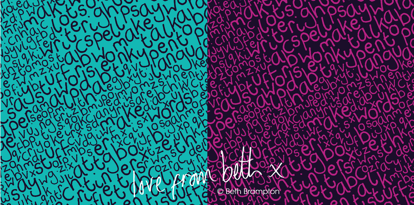 Quilting Cotton - Letters Aqua - LET01A