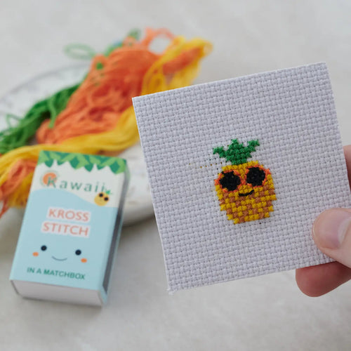 Kawaii Funky pineapple mini cross stitch kit