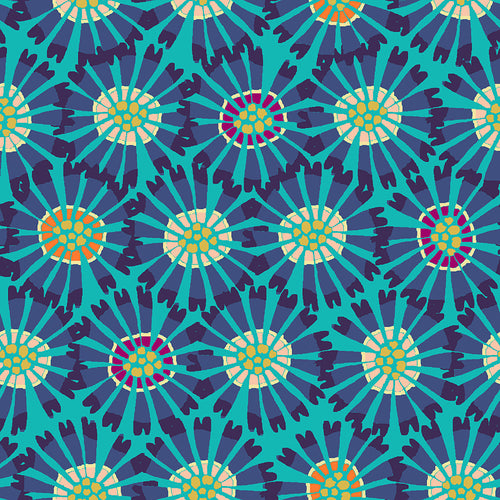 Quilting Cotton - In Bloom - Tiger Flower Aqua - BL0204A