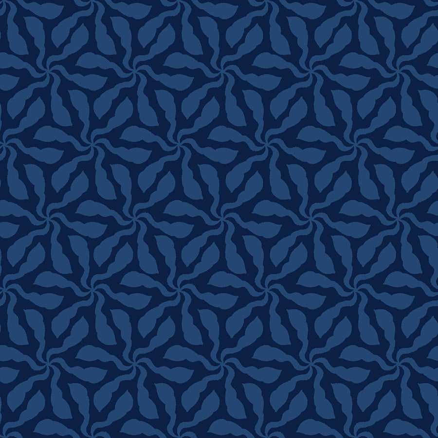 Quilting Cotton - In Bloom - Swirly Whirly Navy - BL0502N