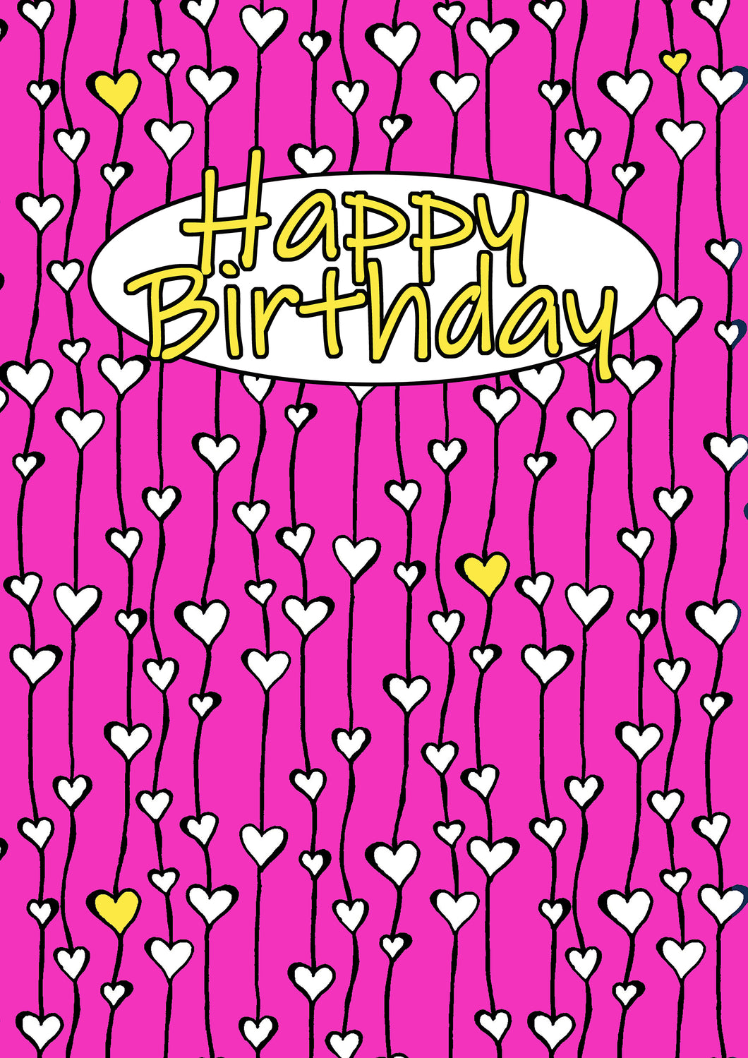 Happy Birthday Card - pink hearts