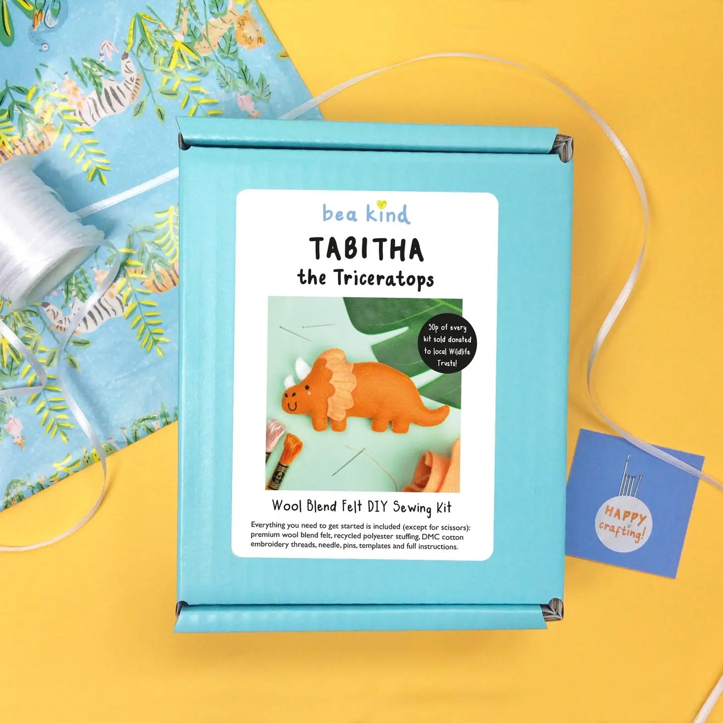 Tabitha the Triceratops Felt DIY Sewing Kit