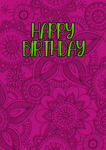 Happy Birthday Card - Henna