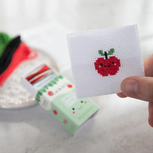Load image into Gallery viewer, Kawaii Apple Mini Cross Stitch Kit