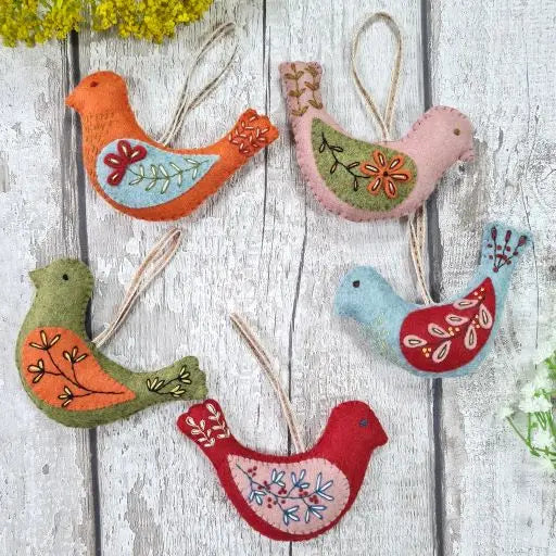 Folk birds embroidered folk sewing kit