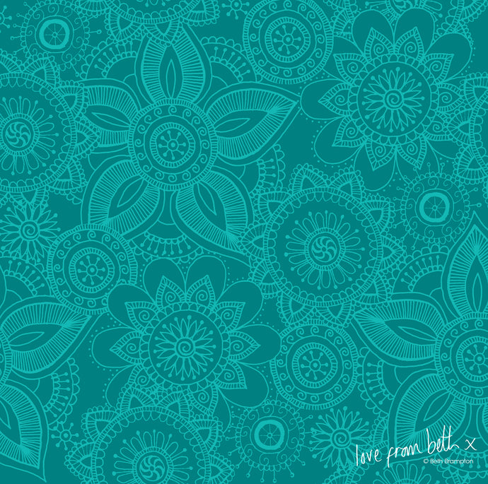 Quilting Cotton - Henna Basic - Teal HENB06T