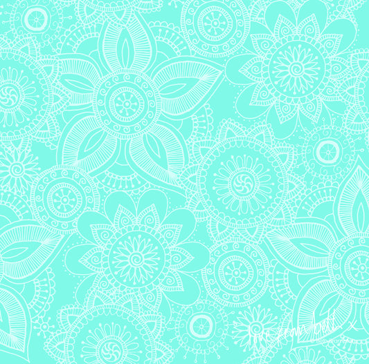 Quilting Cotton - Henna Basic - AQUA HENB07A