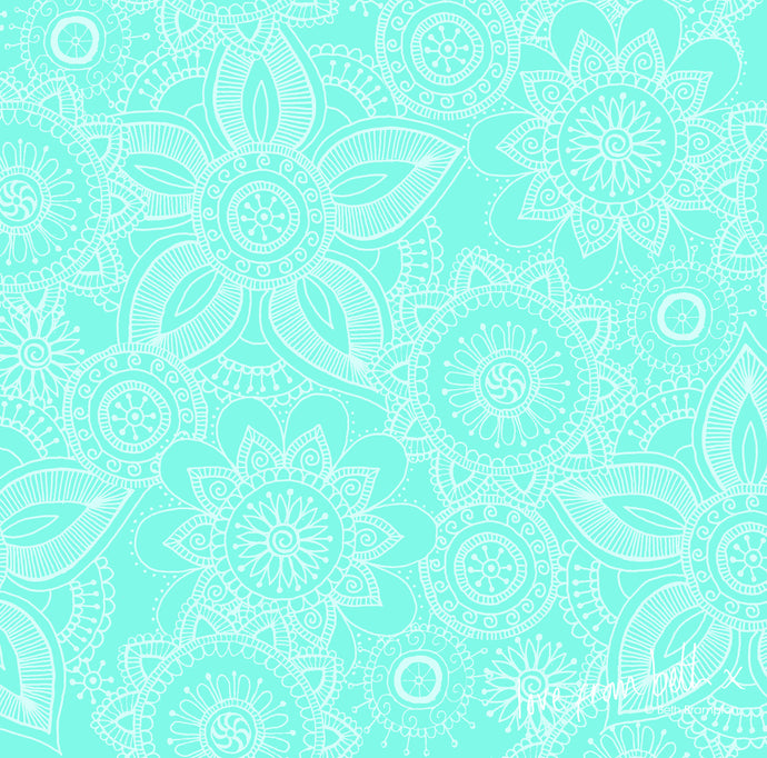 Quilting Cotton - Henna Basic - AQUA HENB07A