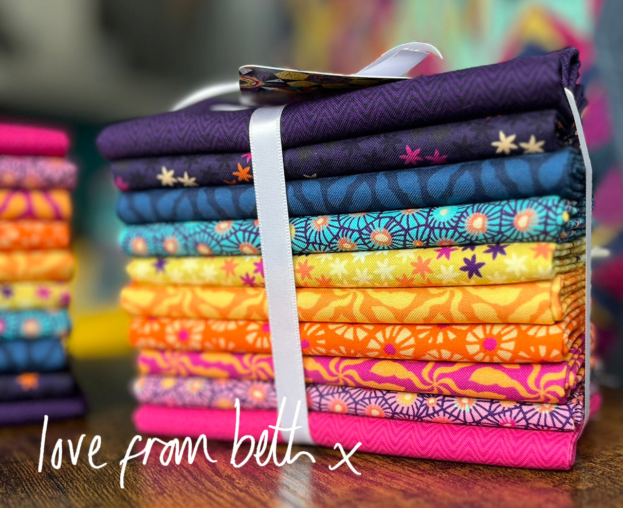 10 Fat Quarter Bundle - Navy, Yellow, Orange & Pink