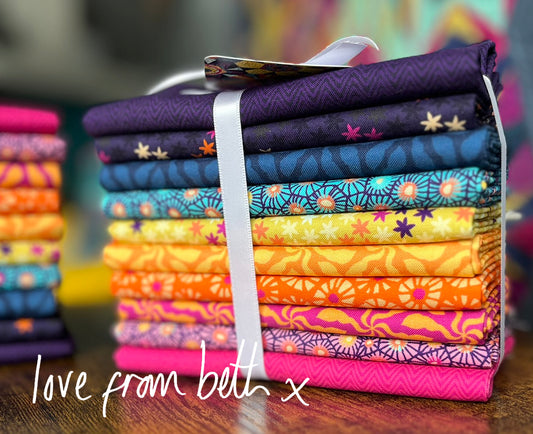 10 Fat Quarter Bundle - Navy, Yellow, Orange & Pink