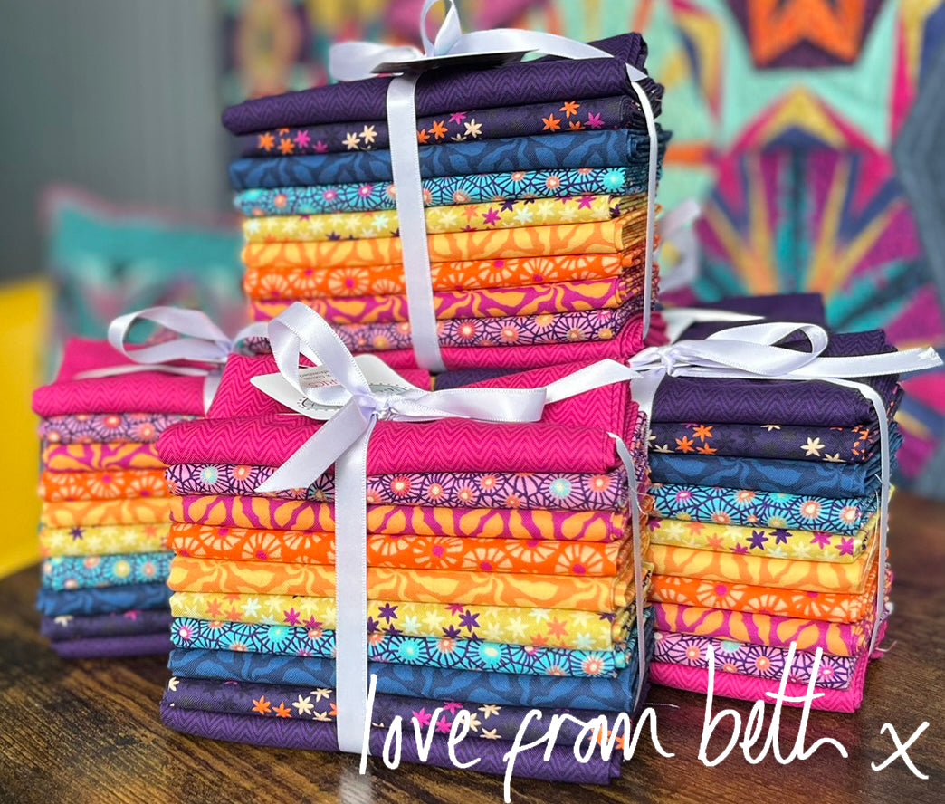 10 Fat Quarter Bundle - Navy, Yellow, Orange & Pink