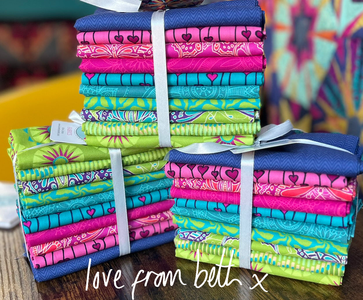 10 Fat Quarter Bundle - Pink Aqua Lime