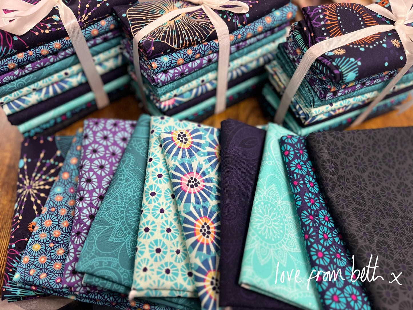 10 fat quarter selection bundle - Navy, Purple, Aqua