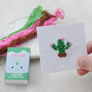 Kawaii Cactus mini cross stitch kit