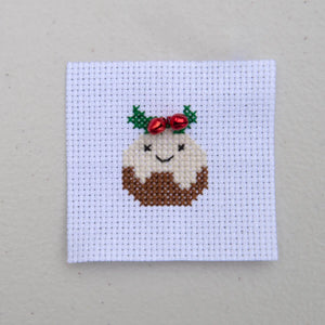 Kawaii Christmas Pudding  mini cross stitch kit