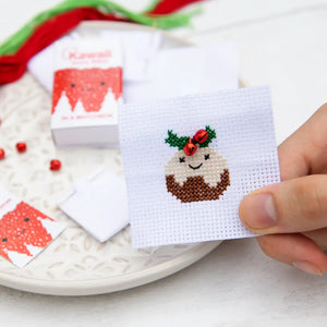 Kawaii Christmas Pudding  mini cross stitch kit