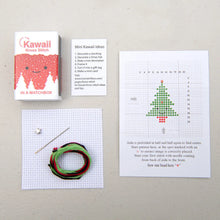 Load image into Gallery viewer, Kawaii Christmas Tree mini cross stitch kit