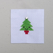 Load image into Gallery viewer, Kawaii Christmas Tree mini cross stitch kit