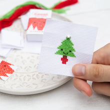 Load image into Gallery viewer, Kawaii Christmas Tree mini cross stitch kit