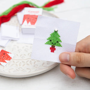 Kawaii Christmas Tree mini cross stitch kit