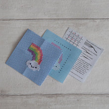 Load image into Gallery viewer, Kawaii Rainbow Cloud Mini Cross Stitch Kit