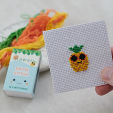 Load image into Gallery viewer, Kawaii Funky pineapple mini cross stitch kit