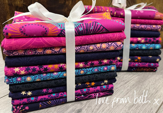 10 fat quarter selection bundle - Pinks, purples and blues