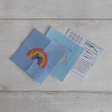 Load image into Gallery viewer, Kawaii Rainbow Mini Cross Stitch Kit