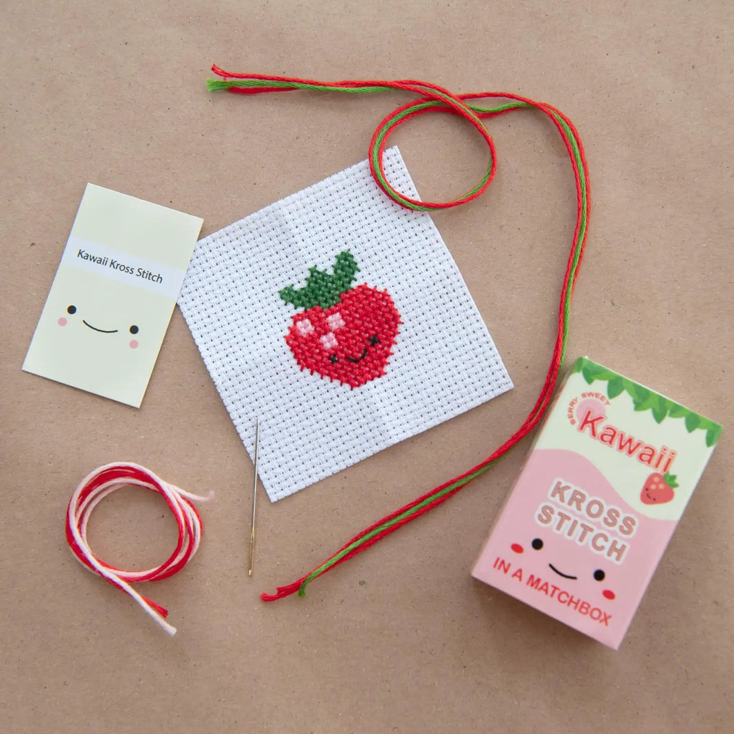 Kawaii Strawberry Mini Cross Stitch Kit
