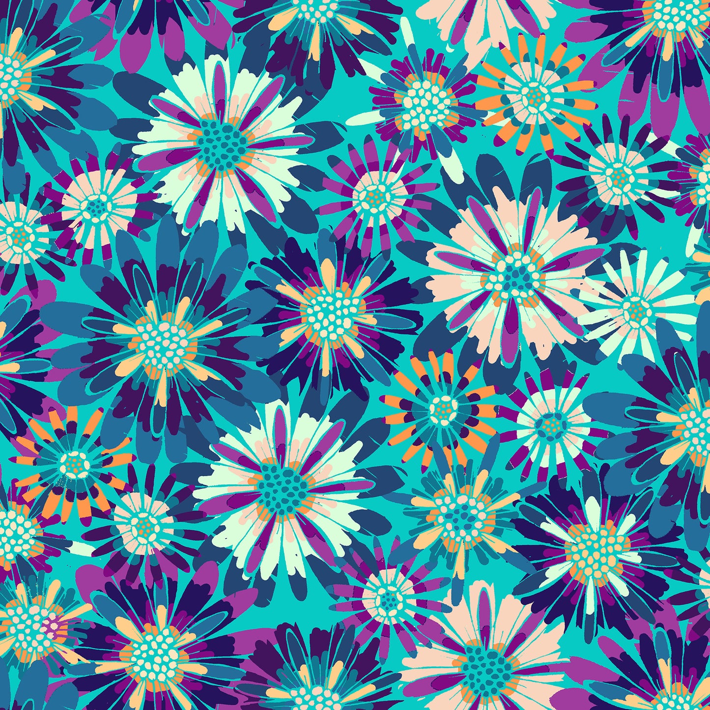 Quilting Cotton - In Bloom - Blooms Aqua BL0103A