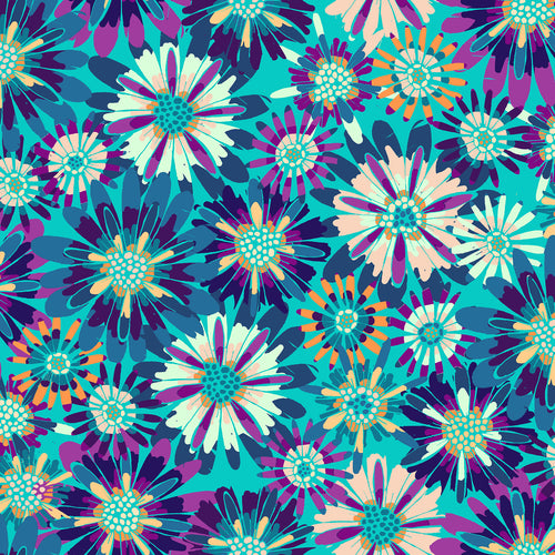 Quilting Cotton - In Bloom - Blooms Aqua BL0103A