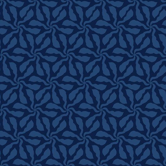 Quilting Cotton - In Bloom - Swirly Whirly Navy - BL0502N