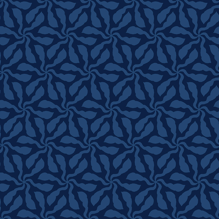 Quilting Cotton - In Bloom - Swirly Whirly Navy - BL0502N
