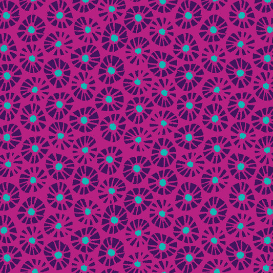 Quilting Cotton - In Bloom - Dials Purple Pink  - BL0604PP