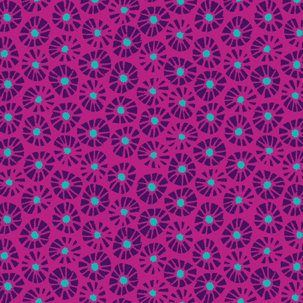 Quilting Cotton - In Bloom - Dials Purple Pink  - BL0604PP
