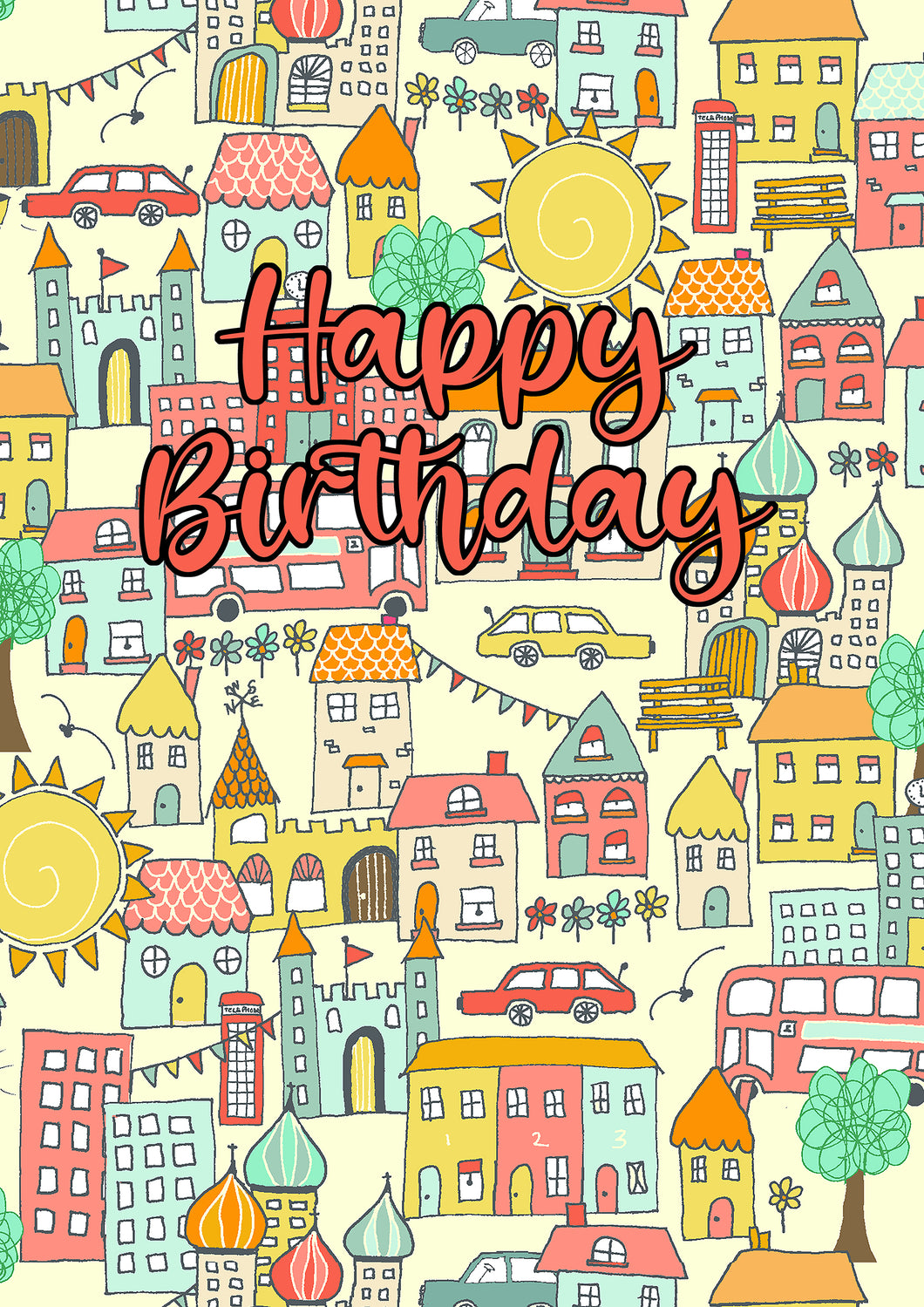 Happy Birthday Card - Houses