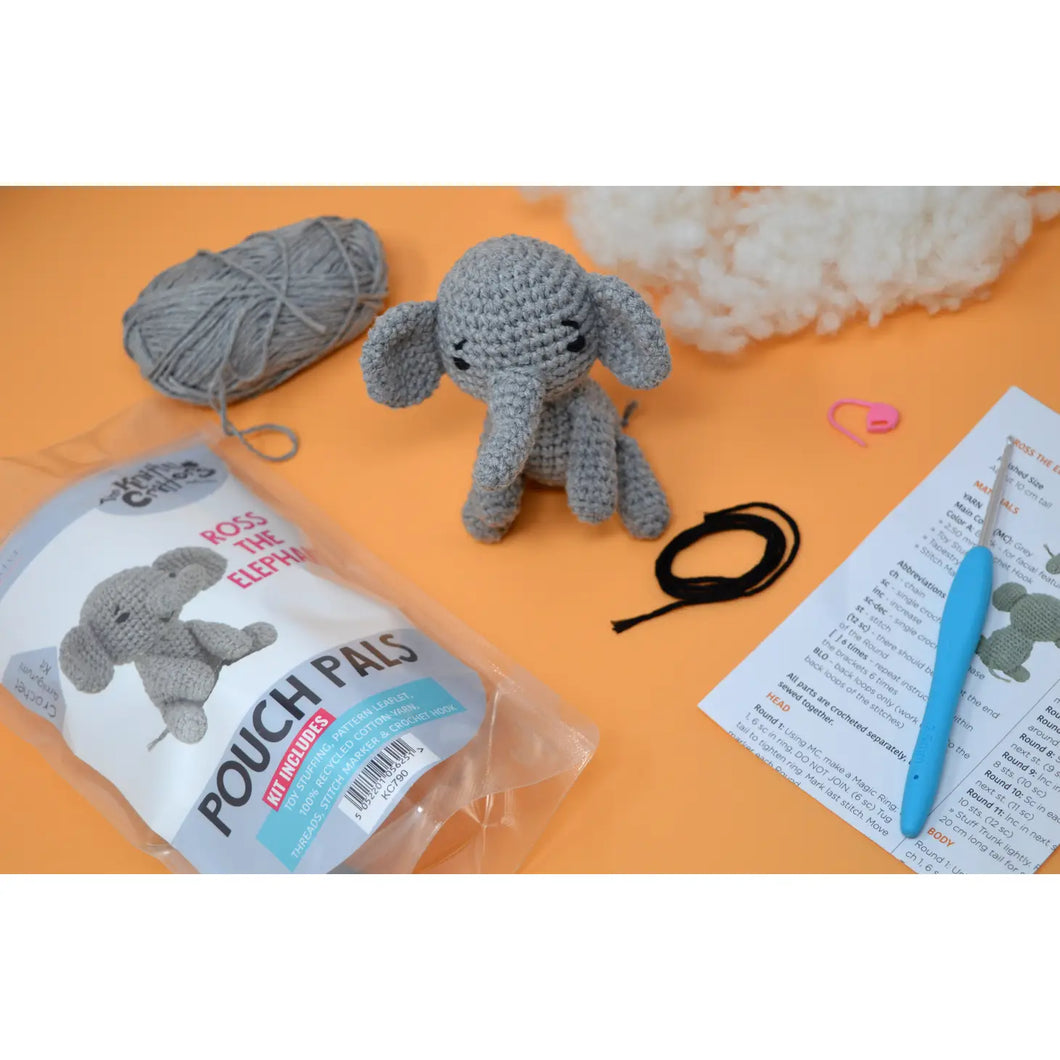 Knitty Critters - Pouch Pals - Ross the Elephant Crochet Kit