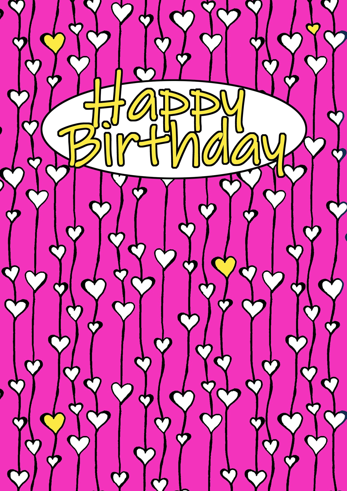 Happy Birthday Card - pink hearts