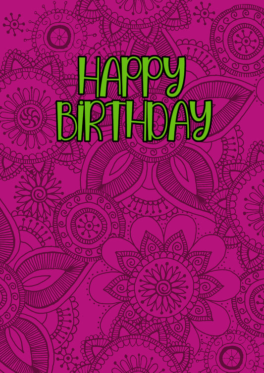 Happy Birthday Card - Henna